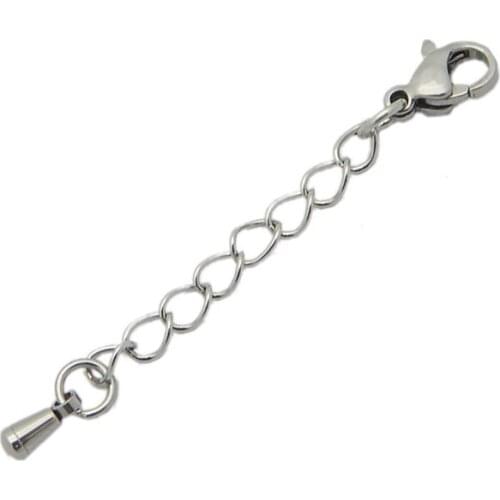 10pcs/lot 316L Stainless Steel Never Fade Extender Chains With Lobster Clasps for DIY Braclet Necklac Jewelry Making Connector