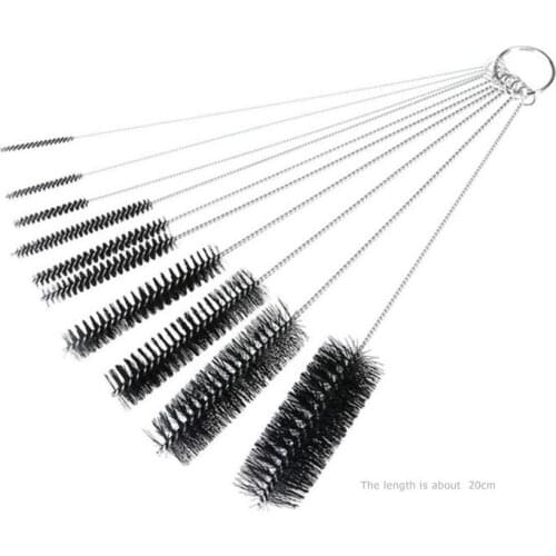 10pcs Coffee Machine Cleaning Brushes Stainless Steel Nylon Tube Espresso Coffee Maker Cleaner Brush Set