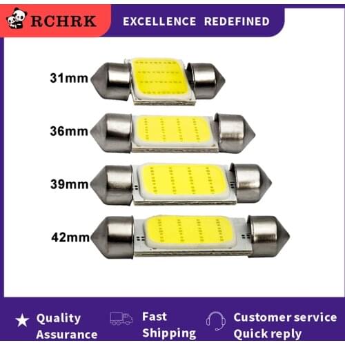 1x C10W C5W LED COB Festoon 31mm 36mm 39mm 41/42mm 12V White bulbs for cars License plate Interior Reading Light 6500K 12SMD