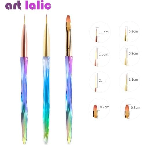 3Pcs/set Nail Art Line Painting Pen 3D Tips DIY Acrylic UV Gel Polish Brush Drawing Flower Liner Grid French Design Manicure