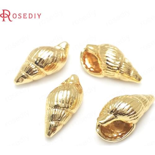 36927)6PCS 13x9MM 24K Gold Color Brass Conch Seashells Charms Pendants High Quality Diy Jewelry Findings Accessories wholesale