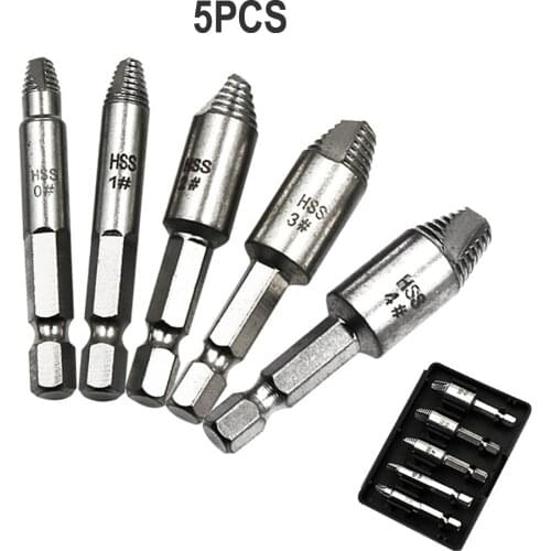 5pcs Damaged Screw Extractor Drill Bit Set Stripped Broken Screw Bolt Remover Extractor Easily Take Out Demolition Tools Kit
