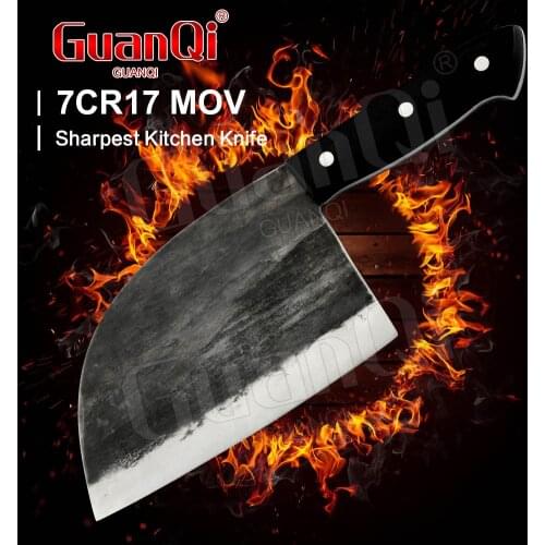 8 Inch Full Tang Handmade Forged Kitchen Cleaver Chef Knife 7Cr17Mov Stainless Steel Chef Knives High Carbon Steel Butcher Knife