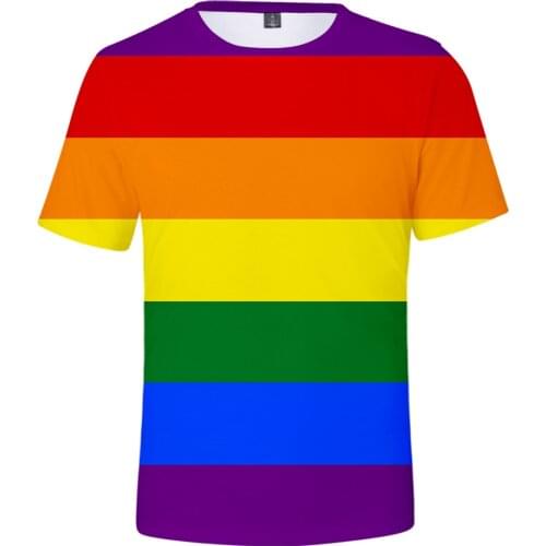 Free LGBT Flag t shirt For Lesbian Gay Pride Colorful Rainbow Tees Tops For Gay Home Decor Gay Friendly LGBT Equity