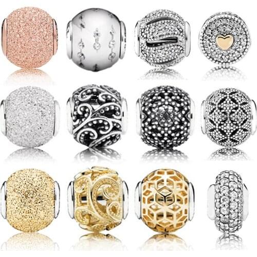 100% Genuine 925 Sterling Silver Hollowed Out Pattern Charm Bead Fit Collocation DIY Bracelet & Bracele Jewelry Wholesale