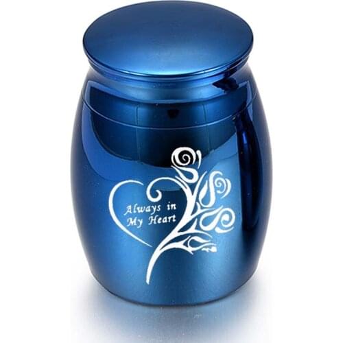 Always in My Heart Customize Rose Flower Heart Engraving Metal Small Cremation Ash urn Human Keepsake no Chain Pendant Necklace