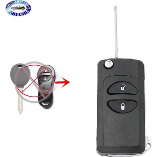 Flip Remote Key CASE for Chrysler Grand Cherokee PT Cruiser Voyager CONVERSION to flip key with uncut blade