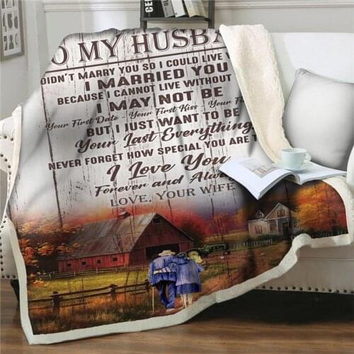 Fleece Throw Blankets For Premium Letter to My Husband Beds Warm Plaid Sofa Embossed Soft Fleece Fabric Picnic blanket Bedspread