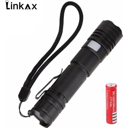 High Power USB Rechargeable 8000 Lumens Flashlight cree XML T6 LED Torch Zoomable Led Flashlight 5Mode 18650 Lamp For Camping