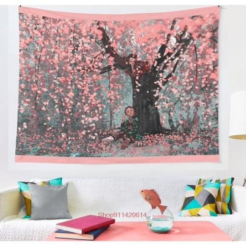 Nezuko Tanjirou Demon Slayer tapestry Art Wall Hanging Tapestries for Living Room Home Dorm Decor