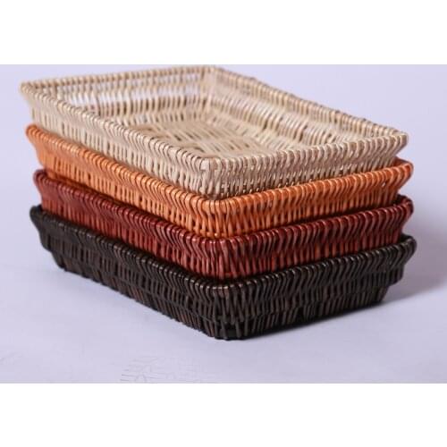 Handmade Wicker Basket Rectangle Storage Basket Fruit Plate Home Rattan Storage Basket For Vegetable Fruit Snacks Bread Sundries