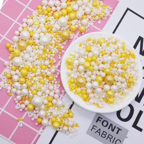 Colorful Sugar Beads Edible Pearl Yellow White Mix Sugar Fondant DIY Cake Chocolate Cookit Decoration Dessert Baking Accessories
