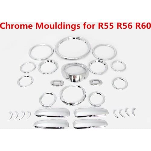 Set Chrome ABS Car Interior Mouldings Trim Styling Cover Decoration Sticker for Mini Cooper R55 R56 R60 Left Hand Drive