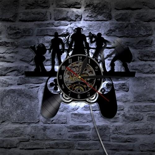 New Gamepad Theme LED Wall Clock Game Controller Vinyl Record Wall Clock Modern Design Geek Gamer Gaming Playing Console Gift