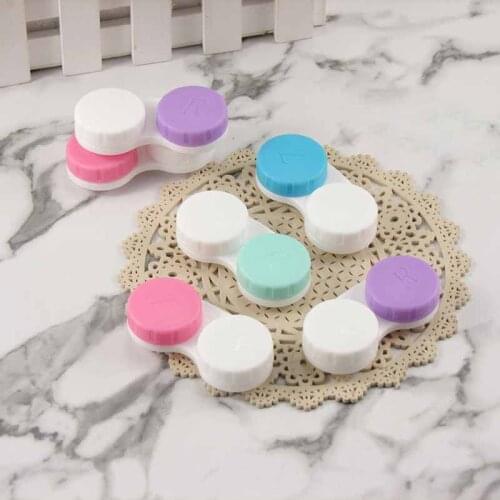 New Mini Portable L+R Contact Lens Case Eyes Contacts Care Container Box Contact Lenses Storage Box Two-color Contact Lens Box