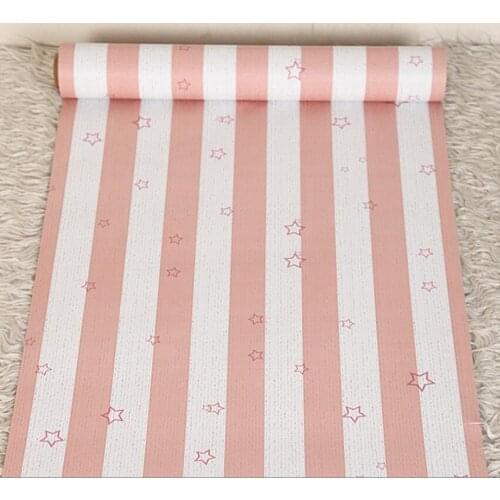 Lovely Stars Striped Wallpaper for Kids Room Cute Cartoon Animal Baby Girls Boy Bedroom Decor Wallpapers Roll Mural Tapeta EZ210