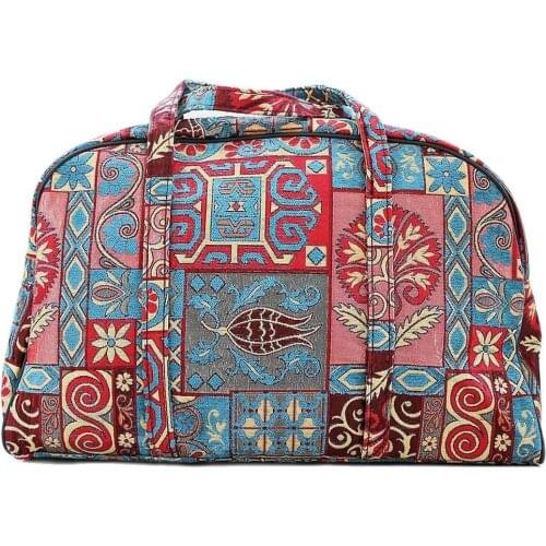Authentic Anatolian Traditional Turkish Motifs and Figures Suitcase Zipper Valise From Premium Fabric for Women and Men