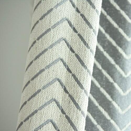 Simple modern thick Curtains for Living dining room bedroom chenille curtain finished fabric white striped curtain