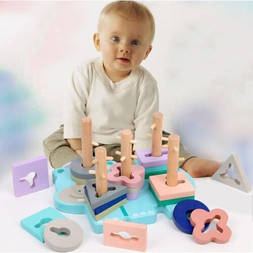 Enlightenment Early Education Geometric Matching Pillar Intelligence Toys for Boys and Girls Aged 1-2-3-6
