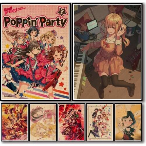 WTQ Anime Retro Poster BanG Dream! Girls Band Party! Canvas Painting Anime Posters Wall Decor Poster Wall Art Picture Home Decor