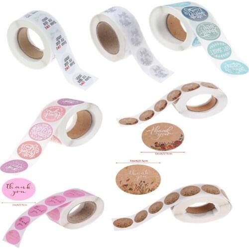 Pink Paper Label Stickers Foil Thank You Stickers Scrapbooking 1'' 500pcs Wedding Envelope Seals Handmade Stationery Sticker