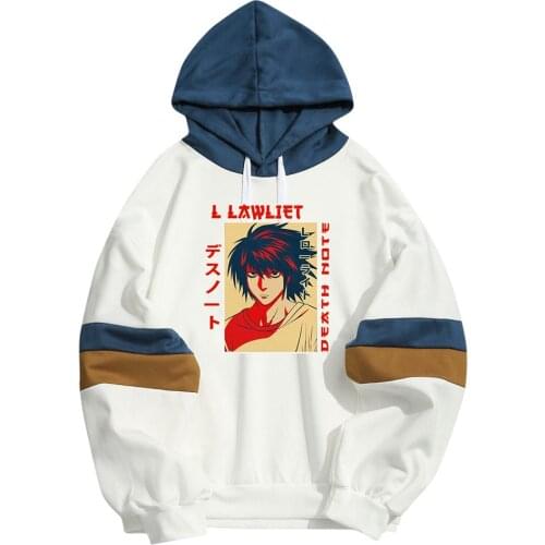 Anime Streetwear Death Note Manga Panel Men Women Hoodies L Lawliet Sweatshirt Streetwear Sudaderas Dropship Clothing