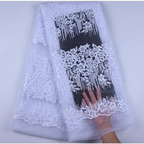 High Quality French Milk Silk Lace Fabric Latest African Lace Fabric Top Sale Nigerian Voile Lace With Sequins For Sewing F1613