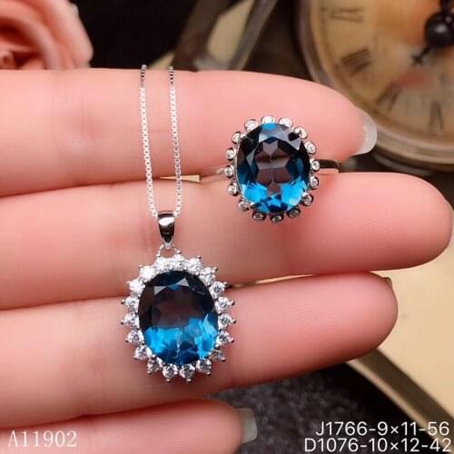 KJJEAXCMY boutique jewels 925 sterling silver inlaid natural gemstone tuopas female necklace chain pendant set support