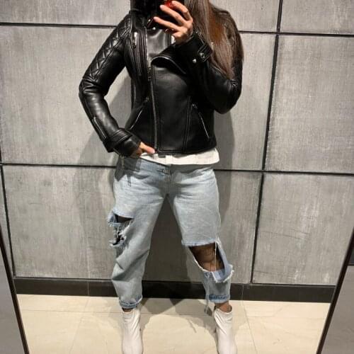 Genuine ladies women real leather jacket