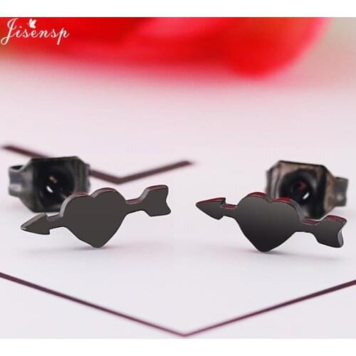 Jisensp Stainless Steel Heart Arrow Stud Earrings Women bts Accessories Love Jewelry 2019 New Fashion Sweet Earring Gifts