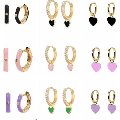 BOAKO Earrings 2021 Trend Pendientes Plata 925 Color Enamel Hoop Earrings Piercing Pendientes Mom Gift Trend Aros Colores CZ