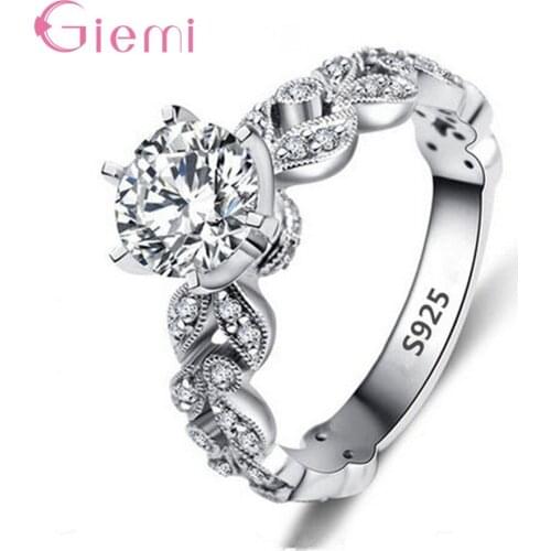 Boutique 925 Sterling Silver Rhinestones For Women Rings Wedding Gift Engagement Ring Cubic Zircon Daily Jewelry Joyas