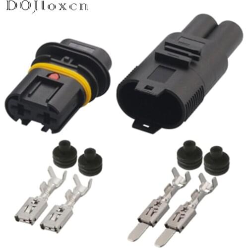 1 Set 2 Pin Automobiler Waterproof Large Current Black Connector Wiring Male Female Plug DJ70210A-6.3-11 DJ70210A-6.3-21