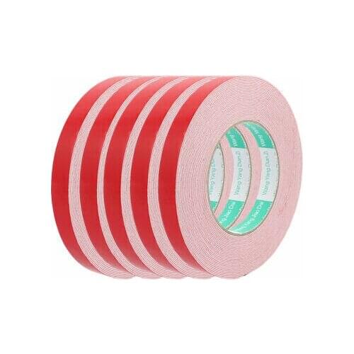 5pcs 10M 15mm x 1mm Dual-side Adhesive Shockproof Sponge Foam Tape Red White