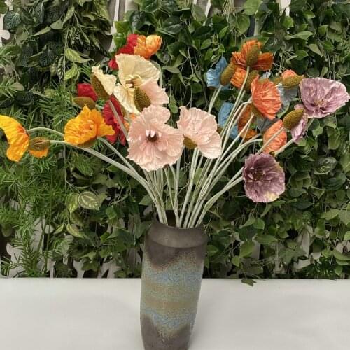 5pcs 100cm Length Simulation Poppy Flower Branch for Living Room Decoration Fake Flowers Bouquet Wedding Background Display