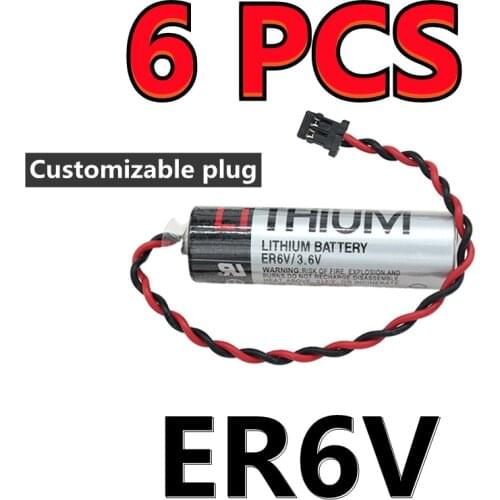 6 PACK Original New For TOSHIBA ER6V ER6VC119A 3.6V 2000mAh PLC Battery With Black Plug (Customizable plug)