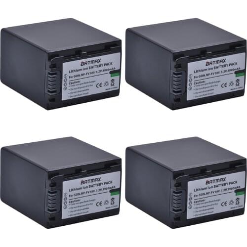 4Pcs 3900mAh NP-FV100 NP FV100 NPFV100 Rechargeable Camera Batteries for SONY FDR-AX100E AX100E HDR XR550E XR350E CX550E CX350E