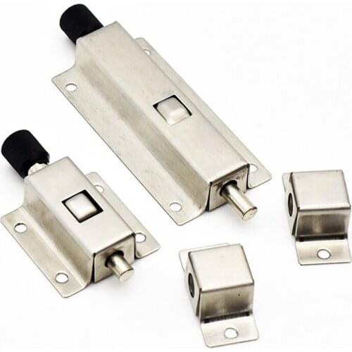 Stainless Steel Security Automatic Window Gate Lock Spring Load Bolt Latch Door Automatic Latch Push Open Latch with Screws