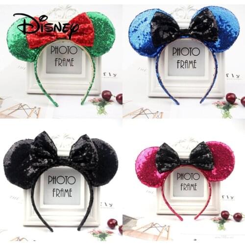 Disney Ear Bow Child Cartoon Headwear Accessories Kawaii Plush Decoration Toy Headband Girl Birthday Party Gifts