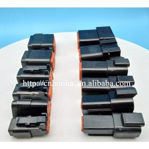 Free shipping Black 10 pcs 2/3/4/6/8/12 Pin DT series male and female electrical wire connector plug waterproof auto connectors