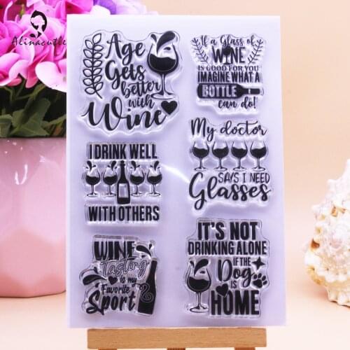 Drinking Wine Glasses CLEAR STAMPS Scrapbooking Handmade Card Album Paper Craft Rubber Transparent Silicon Stamp Alinacraft