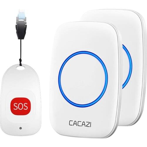 CACAZI Smart Home Wireless Pager Doorbell Old man Emergency Alarm Calling Bell 80m Remote Lanyard SOS Button
