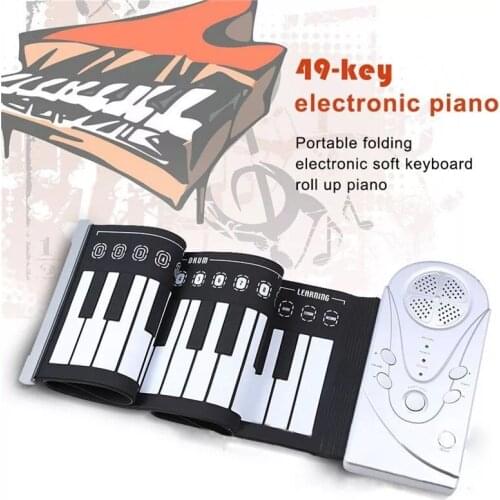 Color hand roll piano roll up 49 key keyboard silicon toy piano for beginners easy to learn piano