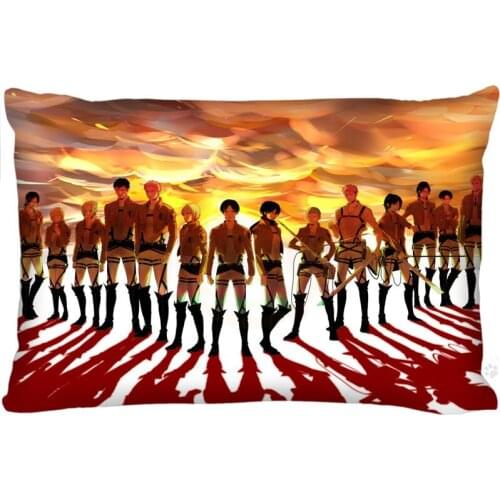 Hot Sale Shingeki Pillowcase Custom Zippered Rectangle Pillow Cover Cases Size 50x75cm (Two sides) 1pcs custom More Size
