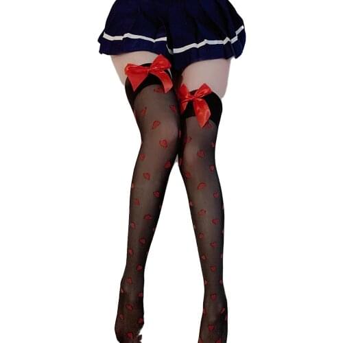 Dot Love Summer Thin Black Silk Pantyhose Female Bow Sexy Stockings Bottoming Socks Q578