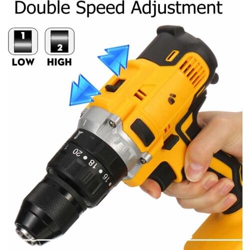 100-240V AC Cordless 150Nm Torque Impact Drill Screwdriver Wrench 2 Speeds Adjustment LED Lighting with Large Capacity Battery