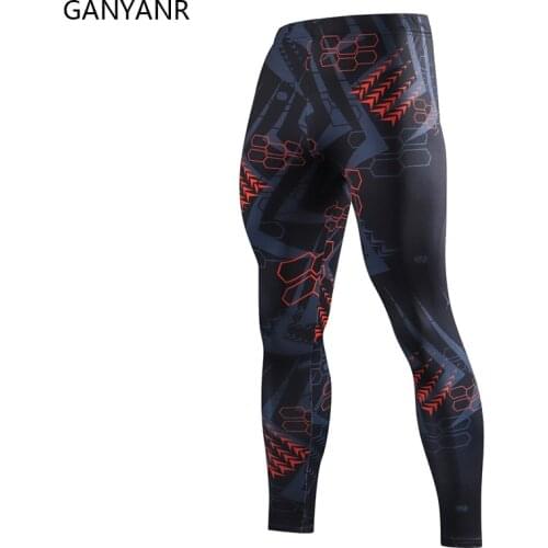 GANYANR Men Running Tights Sportswear Compression Pants Gym Leggings Fitness Sport Sexy Basketball Yoga Football Training Track