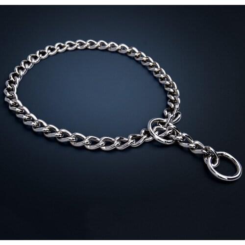 Chrome Stainless Iron Dog Collar Traction Rope Lead Leash Adjustable No Choke Collars for Medium Dogs Pet Supplies Accessories