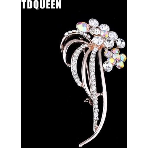Crystal Rhinestone Flower Brooches for Women Gold Color Metal Elegant Fashion Wedding Jewelry Pin Brooch