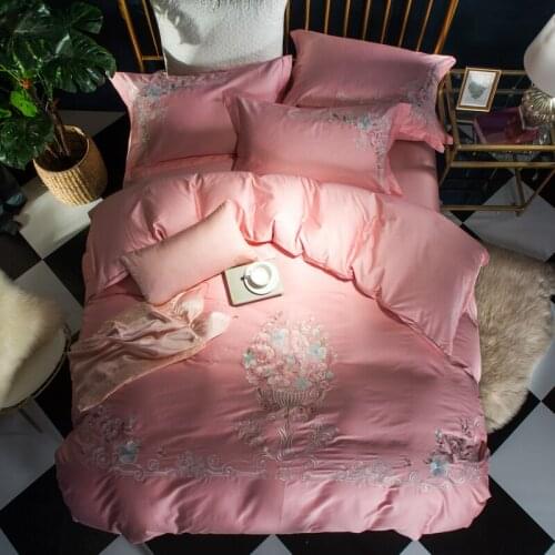 2018 Pink blue red flower bouquets design bedding sets bed flat sheet duvet cover pillowcase soft comforter King Queen size